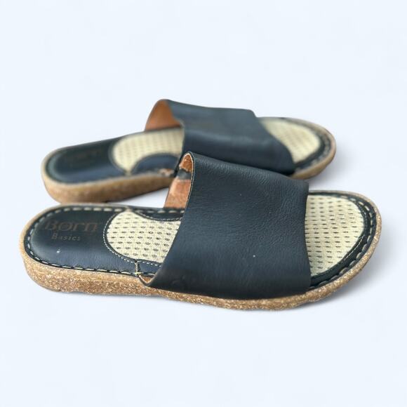 Born Women's Playa Basic Black Leather Slide Comfort Sandals sz 6 Beachy Summer - Picture 3 of 9